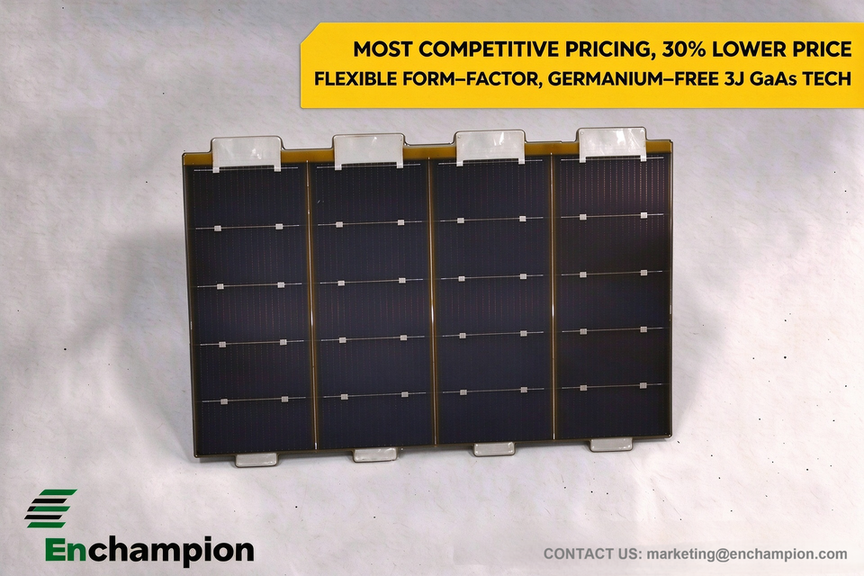 Inverted Metamorphic Triple-Junction Solar Cell Module and Panel